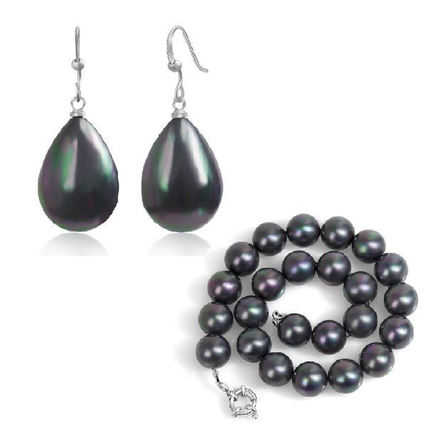 necklace earrings set for women black imitation pearl bead chain necklace dangle earrings, Silver
necklace earrings set for women black imitation pearl bead chain necklace dangle earrings, Silver