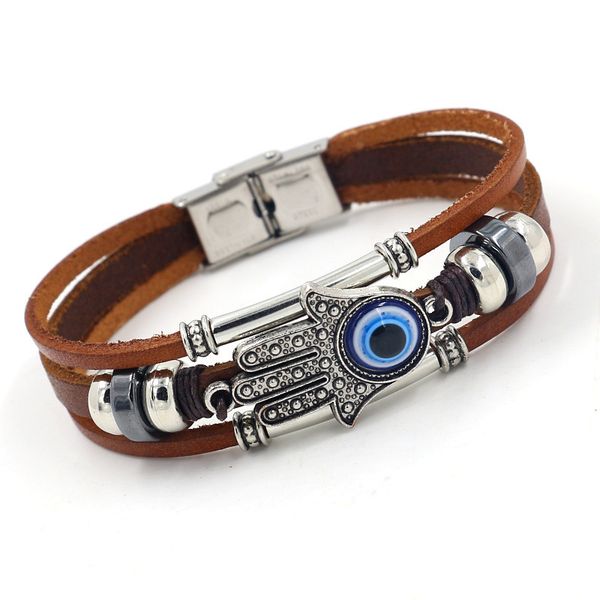 cross-border supply fatima palm evil eye beads bracelet with multilayer woven stainless steel bracelet, White
cross-border supply fatima palm evil eye beads bracelet with multilayer woven stainless steel bracelet, White