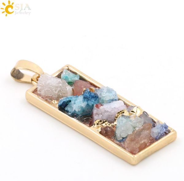 csja european fashion jewelry for women irregular colorful drusy druzy natural crystal stone beads necklace gold plated pendant ch5732353, Bronze;silver
csja european fashion jewelry for women irregular colorful drusy druzy natural crystal stone beads necklace gold plated pendant ch5732353, Bronze;silver