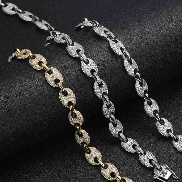 

Cities Jewelry Hip Hop Claw Set Moissanite Bling Iced Out Coffee Beans Pig Nose Link Chain Necklace for Men Rapper Jewelry