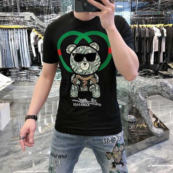 men's t-shirts 2023 cartoon bear printed t shirts men summer clothes fashion streetwear slim o neck short sleeve mens camiseta masculi, White;black
men's t-shirts 2023 cartoon bear printed t shirts men summer clothes fashion streetwear slim o neck short sleeve mens camiseta masculi, White;black