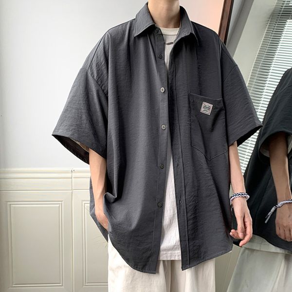 men's casual shirts ice silk fabric oversize shirts for men summer short sleeve shirt casual street baggy blouses coat korean men cloth, White;black
men's casual shirts ice silk fabric oversize shirts for men summer short sleeve shirt casual street baggy blouses coat korean men cloth, White;black