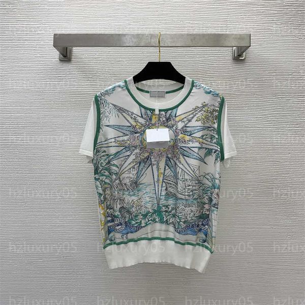 designer t-shirt womens knitwear summer silk soft breathable fabric nautical pattern printed crew neck short sleeve knit tshirt designers c, White
designer t-shirt womens knitwear summer silk soft breathable fabric nautical pattern printed crew neck short sleeve knit tshirt designers c, White