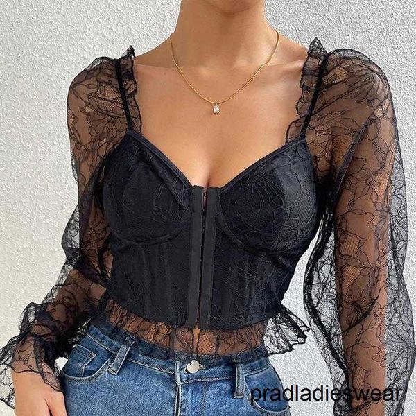 women's t shirts echoine lace sheer mesh pathwork puff sleeve blouse women corset black elegant slim see through shirt clothing, White
women's t shirts echoine lace sheer mesh pathwork puff sleeve blouse women corset black elegant slim see through shirt clothing, White