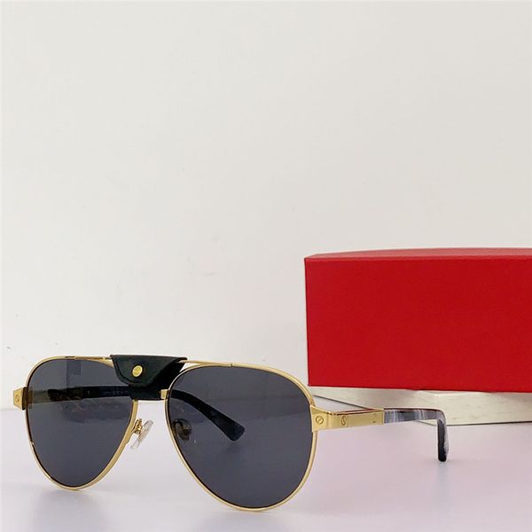 new fashion design pilot sunglasses 0418s exquisite k gold frame with small leather buckle simple and popular style outdoor uv400 protection, White;black
new fashion design pilot sunglasses 0418s exquisite k gold frame with small leather buckle simple and popular style outdoor uv400 protection, White;black