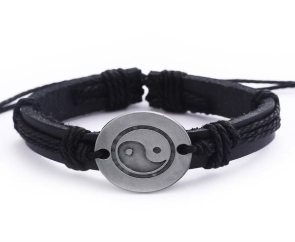 men yin and yang wrap leather infinity charm bracelet retro jewelry gift women men9746534, Golden;silver
men yin and yang wrap leather infinity charm bracelet retro jewelry gift women men9746534, Golden;silver