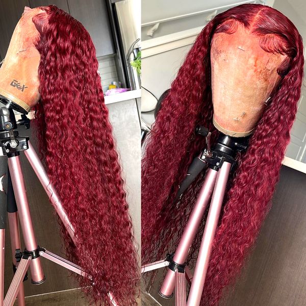 Red 99J Burgundy Colored Deep Wave Lace Frontal Wig HD Lace Front Wigs Brazilian Curly Front Simulation Human Hair Wigs For Women, Highlight brown color
Red 99J Burgundy Colored Deep Wave Lace Frontal Wig HD Lace Front Wigs Brazilian Curly Front Simulation Human Hair Wigs For Women, Highlight brown color