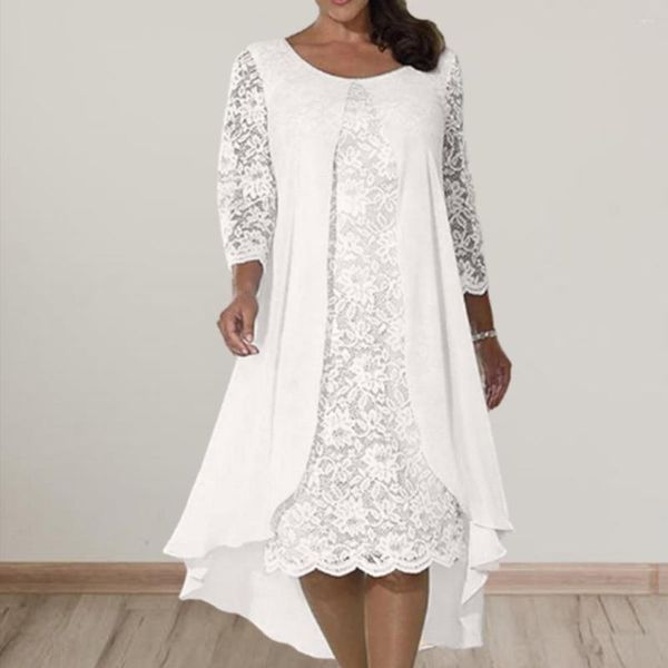 Casual Dresses Elegant Plus Size Dress Lace Embroidered A-line Midi for Women Double Layers Three Quarter Sleeves Slim, White
Casual Dresses Elegant Plus Size Dress Lace Embroidered A-line Midi for Women Double Layers Three Quarter Sleeves Slim, White