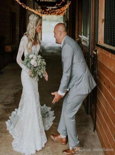 country lace mermiad wedding gowns long sleeves v neck backless floor length applique vestido de novia appliqued bridal gowns1123529, White
country lace mermiad wedding gowns long sleeves v neck backless floor length applique vestido de novia appliqued bridal gowns1123529, White