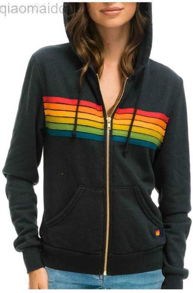 women casual rainbow hoodies female vintage zip up long sleeves woman streetwear sweatshirt hooded l220805, Black
women casual rainbow hoodies female vintage zip up long sleeves woman streetwear sweatshirt hooded l220805, Black