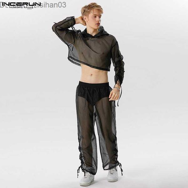 men's pants 2023 men's mesh transparent street clothing lace pleated hooded long sleeved crop and pants 2pcs solid men's 5xl, Black
men's pants 2023 men's mesh transparent street clothing lace pleated hooded long sleeved crop and pants 2pcs solid men's 5xl, Black
