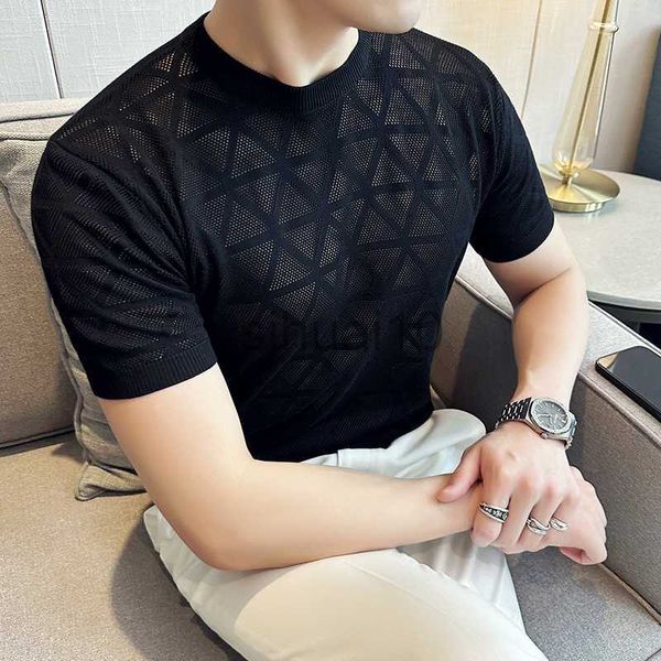 men's t-shirts british style summer solid breathable hollow short sleeve t shirts for men clothing 2023 round collar slim fit casual te, White;black
men's t-shirts british style summer solid breathable hollow short sleeve t shirts for men clothing 2023 round collar slim fit casual te, White;black