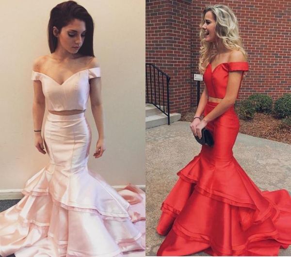 two piece mermaid prom dresses off shoulder crop satin tiered ruffles red light pink long graduation dresses party dresses swe5347292, Black
two piece mermaid prom dresses off shoulder crop satin tiered ruffles red light pink long graduation dresses party dresses swe5347292, Black