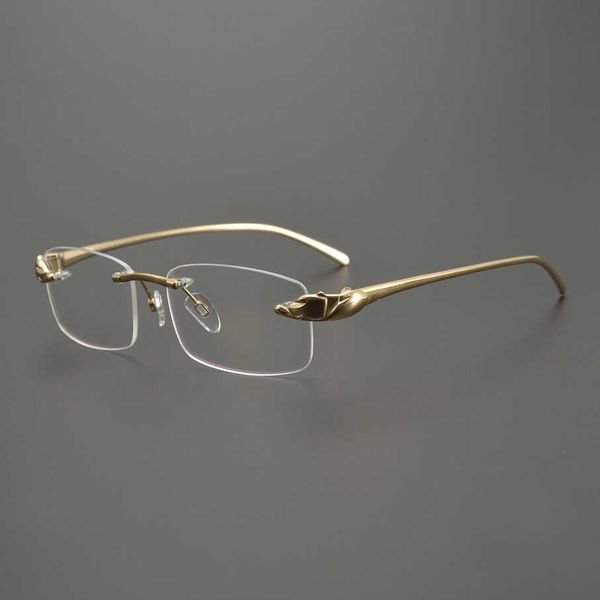 2023 new luxury designer sunglasses kajia leopard head men's fashion business high end frameless myopia frame pure titanium simple glas, White;black
2023 new luxury designer sunglasses kajia leopard head men's fashion business high end frameless myopia frame pure titanium simple glas, White;black