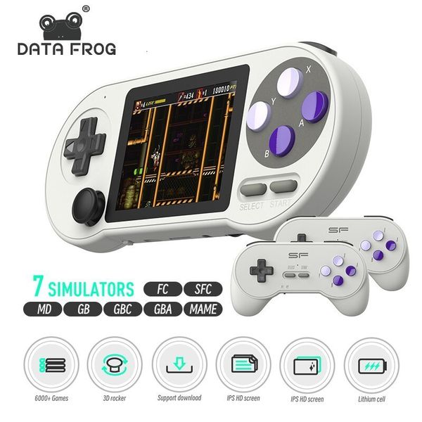 Portable Game Players DATA FROG SF2000 Handheld Console 3 Inch IPS Retro Consoles Built in 6000 Games Video For Kids 230731