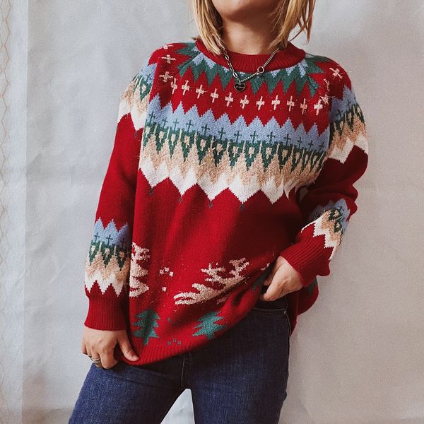 women designer dress christmas sweater thick-sleeved elk christmas tree gold thread pullover, White;black
women designer dress christmas sweater thick-sleeved elk christmas tree gold thread pullover, White;black