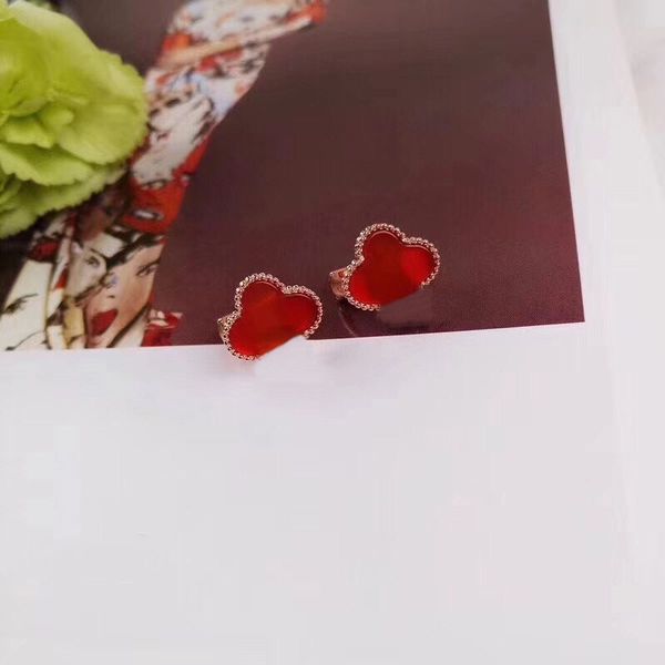 high polished girls original van brand cleef studs 316l stainless steel 18k gold and silver rose women's letter embossed earrings weddi, Golden;silver