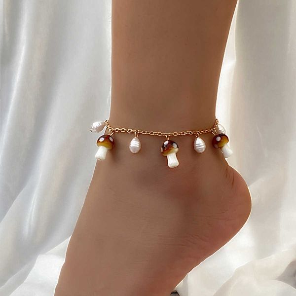 ornament niche threedimensional tassel single layer foot decoration creative mushroom imitation pearl pendant anklet for women, Red;blue
ornament niche threedimensional tassel single layer foot decoration creative mushroom imitation pearl pendant anklet for women, Red;blue