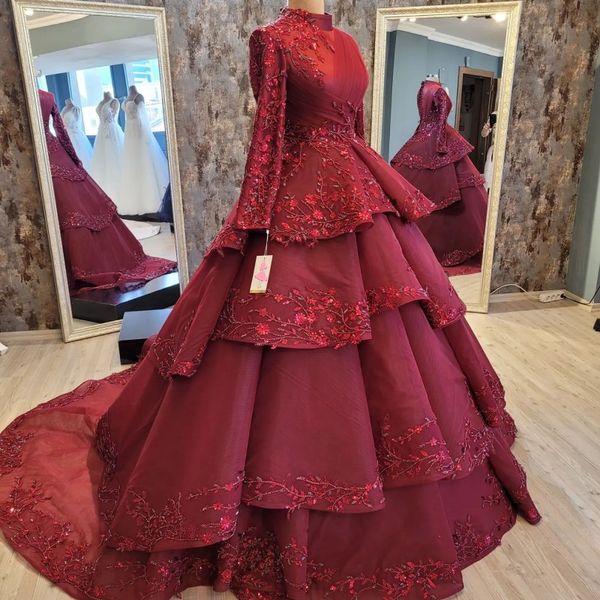 red luxury high neck evening dresses 2023 crystal beading applique lace tiered long sleeved a-line evening gowns vestidos de noche, Black;red
red luxury high neck evening dresses 2023 crystal beading applique lace tiered long sleeved a-line evening gowns vestidos de noche, Black;red