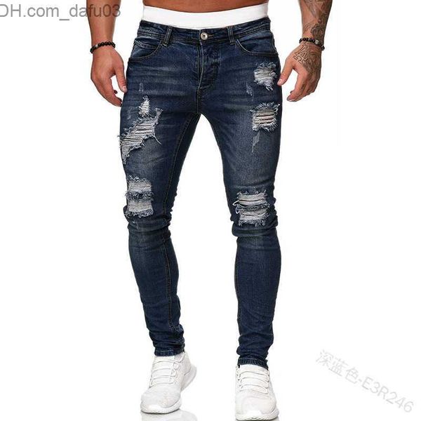 men's jeans new ripped hole distressed hip hop streetwear denim trouser quality men pants slim fit washed jeans 201111 z230801, Blue
men's jeans new ripped hole distressed hip hop streetwear denim trouser quality men pants slim fit washed jeans 201111 z230801, Blue