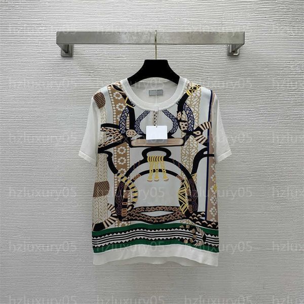 womens knitwear designer t-shirt summer fashion women clothing retro printed round neck pullover short sleeve knit sweater lady designer ts, White
womens knitwear designer t-shirt summer fashion women clothing retro printed round neck pullover short sleeve knit sweater lady designer ts, White