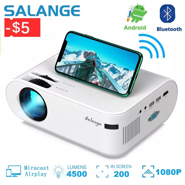 Image of Other Electronics Salange P62 Mini Projector Android 4500 Lumens 1920 1080P Supported Miracast Home Theater LED USB Video Beamer For Mobile Phone 230731