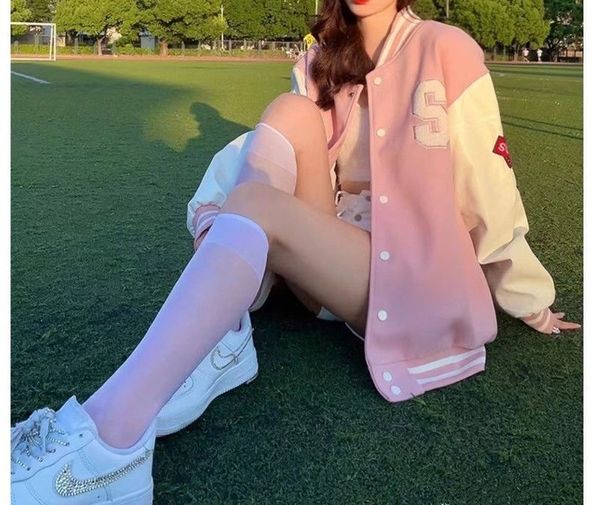 jackets college style plush pink baseball uniform for women in spring and autumn thickened jacket cardigan for women lovers 230801, Blue;gray
jackets college style plush pink baseball uniform for women in spring and autumn thickened jacket cardigan for women lovers 230801, Blue;gray
