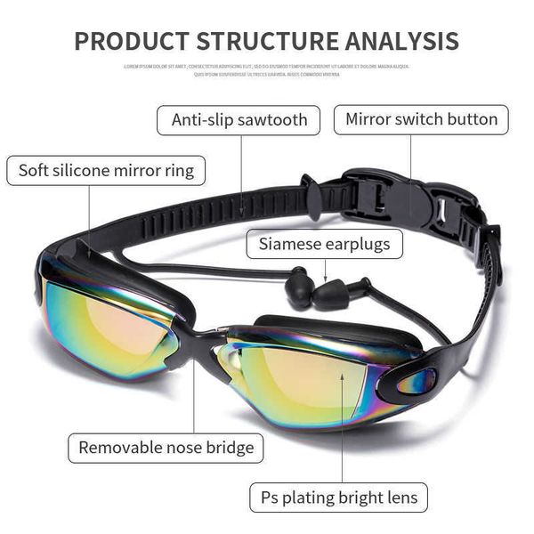 adluts silicone swimming goggles swimming glasses with earplugs and nose clip electroplate black/gray/blue
adluts silicone swimming goggles swimming glasses with earplugs and nose clip electroplate black/gray/blue