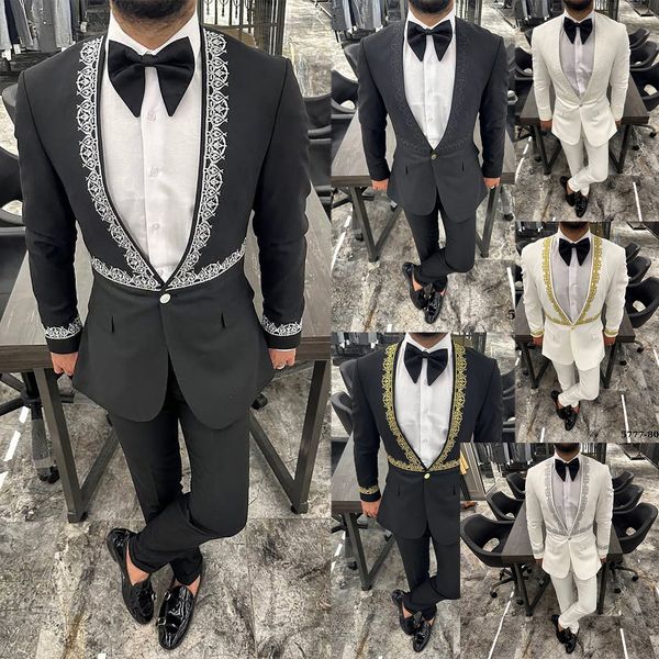 collarless men's wedding suits embroidery blazer 2 pieces jacket with pant groom tuxedos for male customize, Black;gray
collarless men's wedding suits embroidery blazer 2 pieces jacket with pant groom tuxedos for male customize, Black;gray