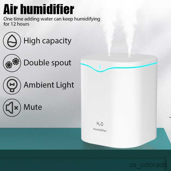 Image of Humidifiers USB Air Humidifier 2000ML Double Spray Port Essential Oil Aromatherapy Humificador Cool Mist Maker Purify for Home Office R230801