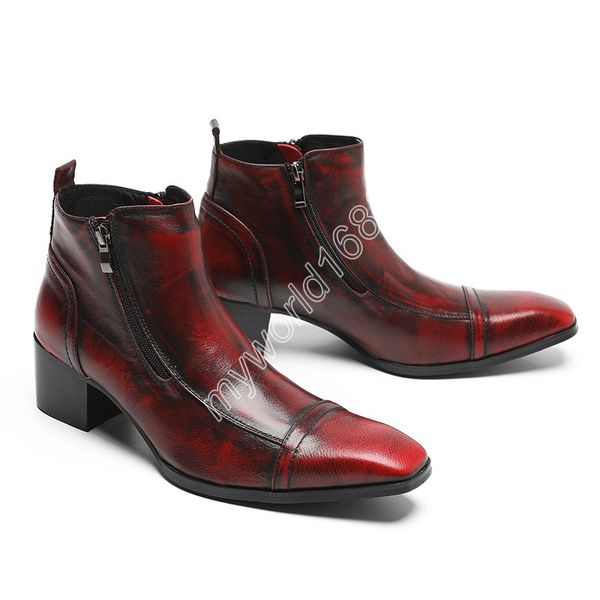 dress shoes mid heel cowboy short boots male zipper formal business party leather ankle boots men, Black
dress shoes mid heel cowboy short boots male zipper formal business party leather ankle boots men, Black
