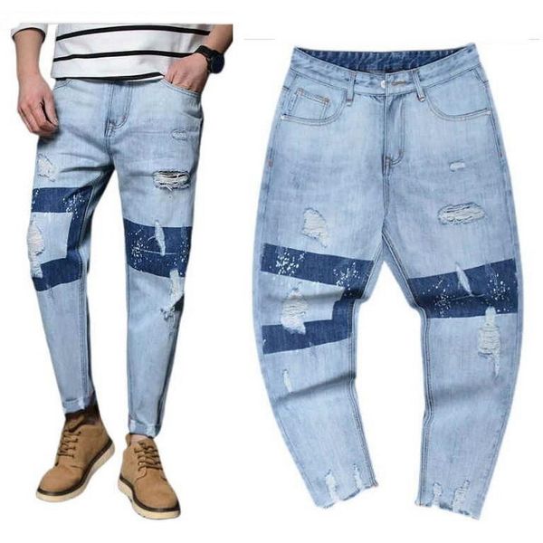men's jeans beggar pants holes jeans men and women high waist denim ankle-length harem pants hip hop jeans 230731, Blue
men's jeans beggar pants holes jeans men and women high waist denim ankle-length harem pants hip hop jeans 230731, Blue