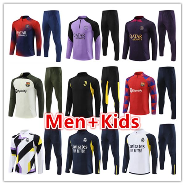 Image of 2023 2024 Tuta S Tracksuit Men and Kids Football Jersey Kit 22 23 24 Paris Mbappe Mens Soccer Training Suit Tracksuits Jacket Jogging