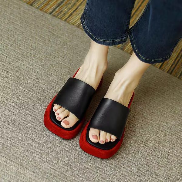 summer soft leather slippers women fashion comfortable thick sole outdoor beautiful simple shopping play beach sandals, Black
summer soft leather slippers women fashion comfortable thick sole outdoor beautiful simple shopping play beach sandals, Black