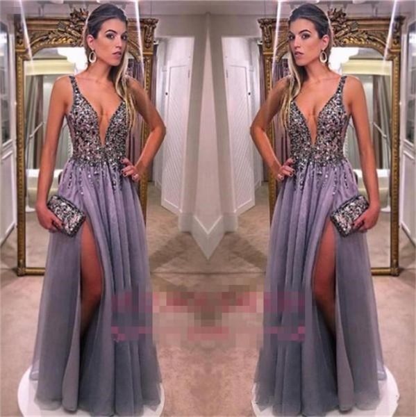 2018 a line prom dresses with side split deep v neck spaghetti shiny beading evening gowns formal wear26241612950652, Black
2018 a line prom dresses with side split deep v neck spaghetti shiny beading evening gowns formal wear26241612950652, Black