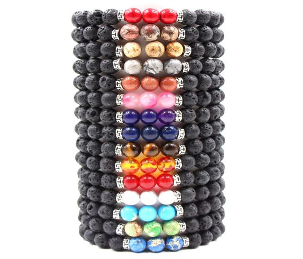 8mm natural lava rock stone bracelet colorful chakra beads bracelets for women men volcanic yoga elastic energy jewelry1710774, Black
8mm natural lava rock stone bracelet colorful chakra beads bracelets for women men volcanic yoga elastic energy jewelry1710774, Black