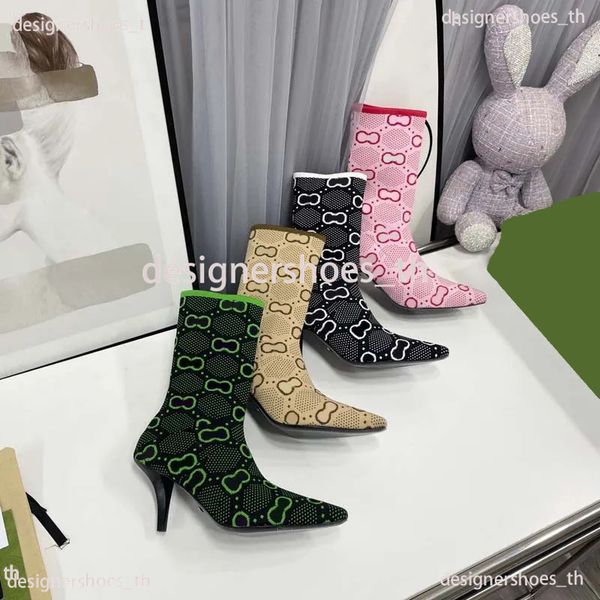 designer boot luxury women knit ankle boots 75mm jacquard knitted sock stiletto boot stretch elongated square toes kitten heels booties, Black 
designer boot luxury women knit ankle boots 75mm jacquard knitted sock stiletto boot stretch elongated square toes kitten heels booties, Black
