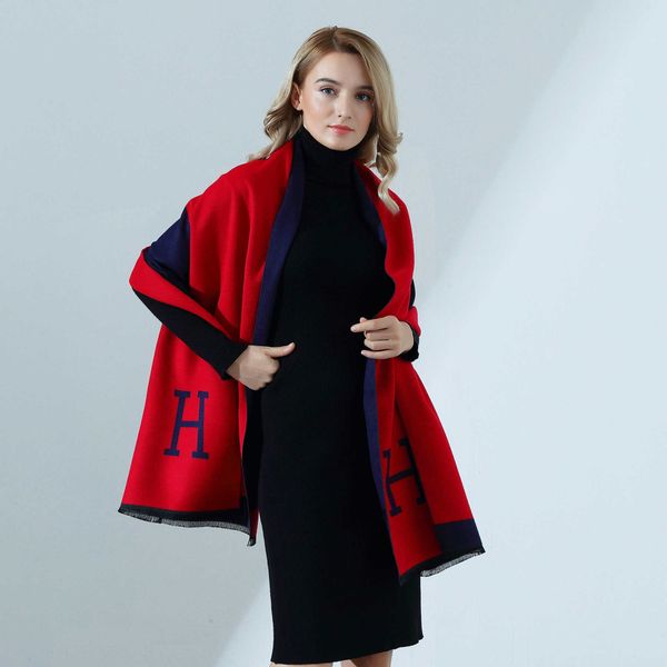 autumn and winter new style jacquard double sided h letter imitation cashmere scarf for women's advanced feeling thickened warm ins sha, Blue;gray
autumn and winter new style jacquard double sided h letter imitation cashmere scarf for women's advanced feeling thickened warm ins sha, Blue;gray