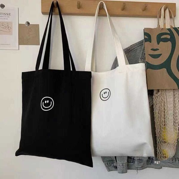 kid canvas shoulder bag smiling face print ladies casual handbag tote bag large capacity cotton reusable shopping beach bag, Black
kid canvas shoulder bag smiling face print ladies casual handbag tote bag large capacity cotton reusable shopping beach bag, Black