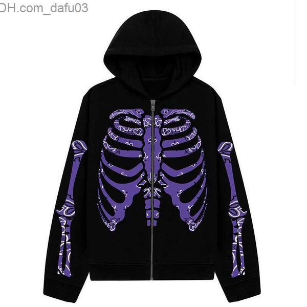 men's hoodies sweatshirts new vintage skeleton print hoodie harajuku women's loose sweater y2k street costume hip hop gothic zippe, Black
men's hoodies sweatshirts new vintage skeleton print hoodie harajuku women's loose sweater y2k street costume hip hop gothic zippe, Black