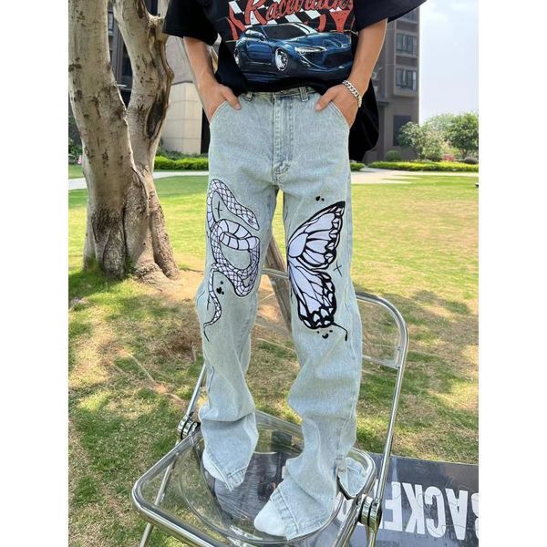 mens jeans y2k clothes high street wash slit zip jeans mens and womens personality niche snake with butterfly heavy embroidered trousers 230, Blue
mens jeans y2k clothes high street wash slit zip jeans mens and womens personality niche snake with butterfly heavy embroidered trousers 230, Blue