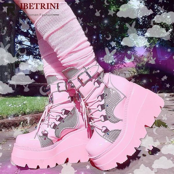 boots gilrs lace up buckle strap metal design platform wedges boots women sugar pink goth shoes woman arrivals sweet fashion 230802, Black
boots gilrs lace up buckle strap metal design platform wedges boots women sugar pink goth shoes woman arrivals sweet fashion 230802, Black