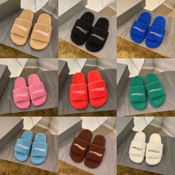 luxurys designers women ladies wool slippers black white letter flat keepfur fluffy warm cities paris sandals comfortable
luxurys designers women ladies wool slippers black white letter flat keepfur fluffy warm cities paris sandals comfortable