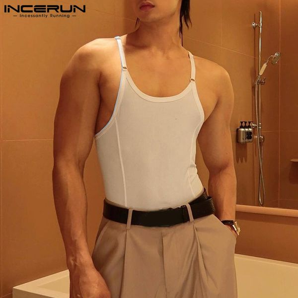 men s sleepwear incerun 2023 men bodysuits solid color o neck sleeveless skinny rompers streetwear summer casual tank bodysuit s 5xl 7 2308, Black;brown
men s sleepwear incerun 2023 men bodysuits solid color o neck sleeveless skinny rompers streetwear summer casual tank bodysuit s 5xl 7 2308, Black;brown