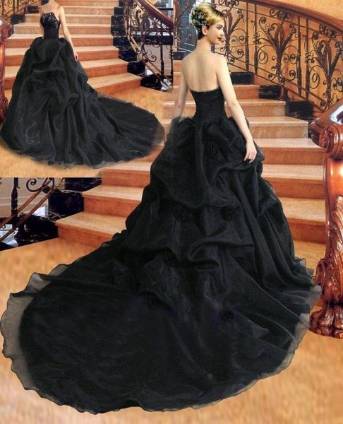 vintage gothic black wedding dresses ball gown strapless beadings organza court train bridal gowns lace up back custom made w9536832977, White
vintage gothic black wedding dresses ball gown strapless beadings organza court train bridal gowns lace up back custom made w9536832977, White