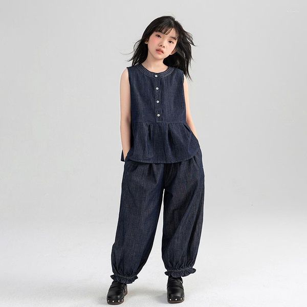 Clothing Sets Girls' Set 2023 Children's Fashionable and Summer Tiansi Casual Two-piece, Navy
Clothing Sets Girls' Set 2023 Children's Fashionable and Summer Tiansi Casual Two-piece, Navy