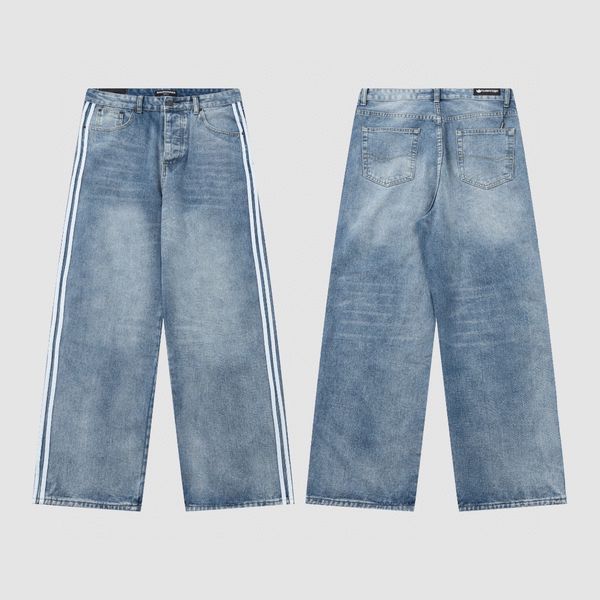 designer vintage sports street wash water wide leg jeans spring and summer new products brand street pants men stacked jeans, Blue
designer vintage sports street wash water wide leg jeans spring and summer new products brand street pants men stacked jeans, Blue