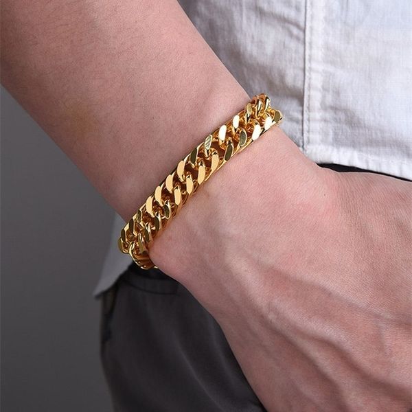 charm bracelets 3 11mm thick waterproof chain bracelet for men stainless steel cuban wristband classic punk heavy men s jewelry 230802, Golden;silver
charm bracelets 3 11mm thick waterproof chain bracelet for men stainless steel cuban wristband classic punk heavy men s jewelry 230802, Golden;silver
