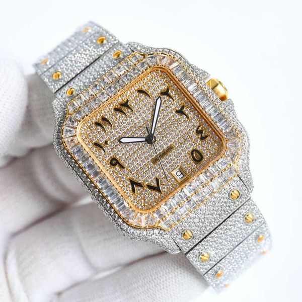 iced out men watch 8215 movement yellow gold 2tone diamonds case 39.8x13.5mm baguette stones bezel arabic gold face, Slivery;brown
iced out men watch 8215 movement yellow gold 2tone diamonds case 39.8x13.5mm baguette stones bezel arabic gold face, Slivery;brown