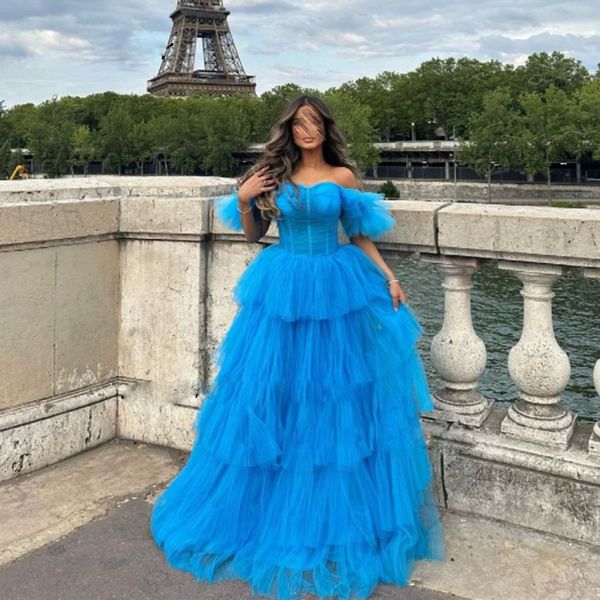 chic ruffles tiered prom dresses off the shoulder layered sweetheart special occasion party dress exposed boning a line maxi gown, Black 
chic ruffles tiered prom dresses off the shoulder layered sweetheart special occasion party dress exposed boning a line maxi gown, Black